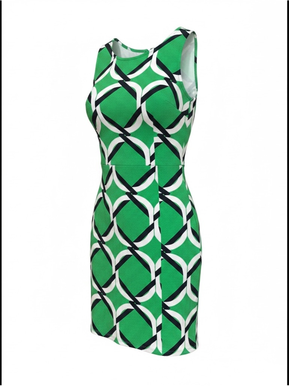 crown & ivy Green Geometric Sleeveless Shift Dress